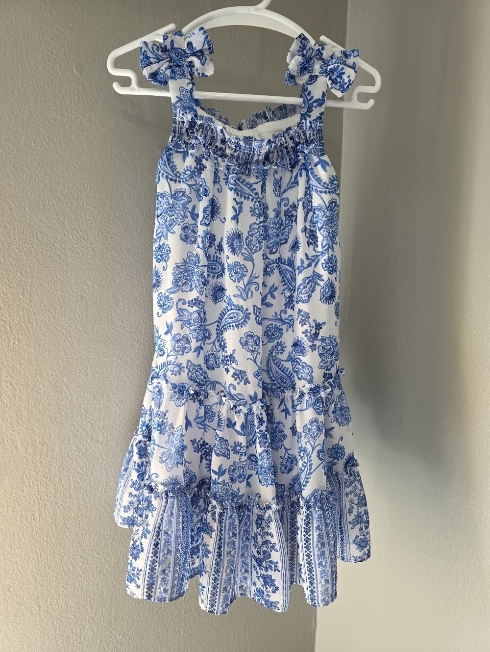 Girls Jona Michelle White & Blue Floral Sundress